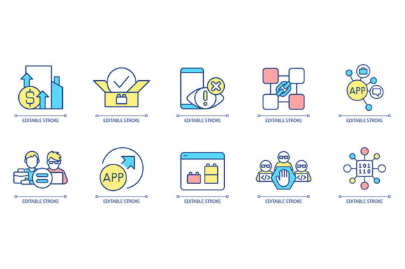 App Network RGB Icon Set for Modern Business Projects