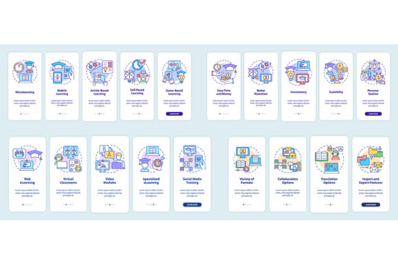 Electronic Learning Mobile App Screens: Modern UI Templates for eLearning