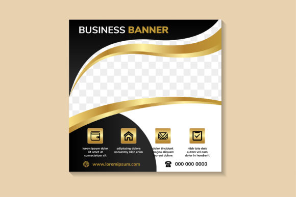 Elevating Your Brand with a Square Gold & Black Business Banner