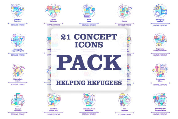 Integrating Humanitarian Themes: The Strategic Value of the Helping Refugees Concept Icons Bundle