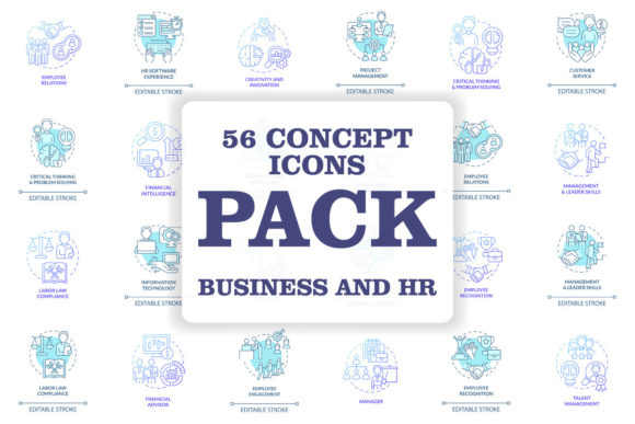 The Practical Value of HR and Business Management Concept Icons