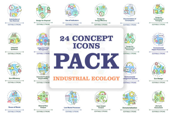 Understanding the Industrial Ecology Concept Icons Bundle