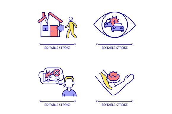 Understanding Trauma and Recovery with the PTSD Complex RGB Color Icon Set