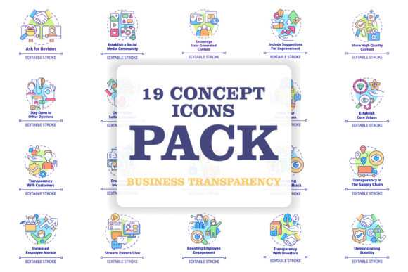 Unlocking Ideas with Business Transparency Concept Icons
