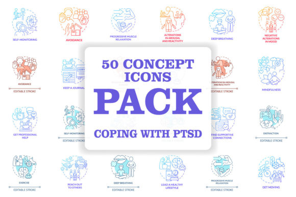 Using Visual Tools to Communicate Healing: The Coping with PTSD Concept Icons Bundle
