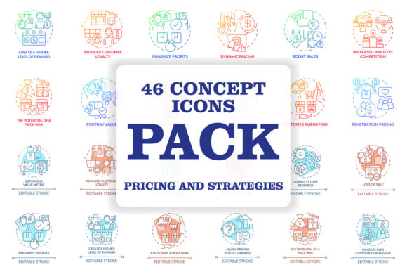 Visualizing Value: The Pricing Principles & Strategies Icons Bundle